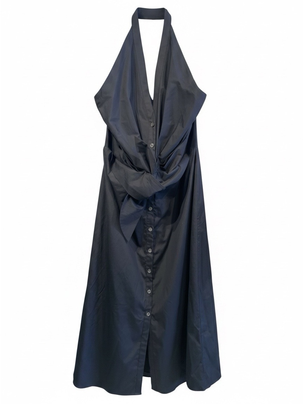 Veronica Beard Navy Halter Front-Twist Midi Dress size 14